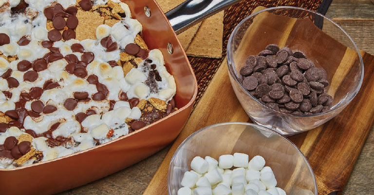 Smores Chocolate cake made with Copper Chef