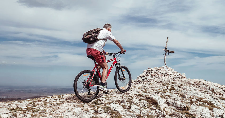 Cycling over rocky terrrain