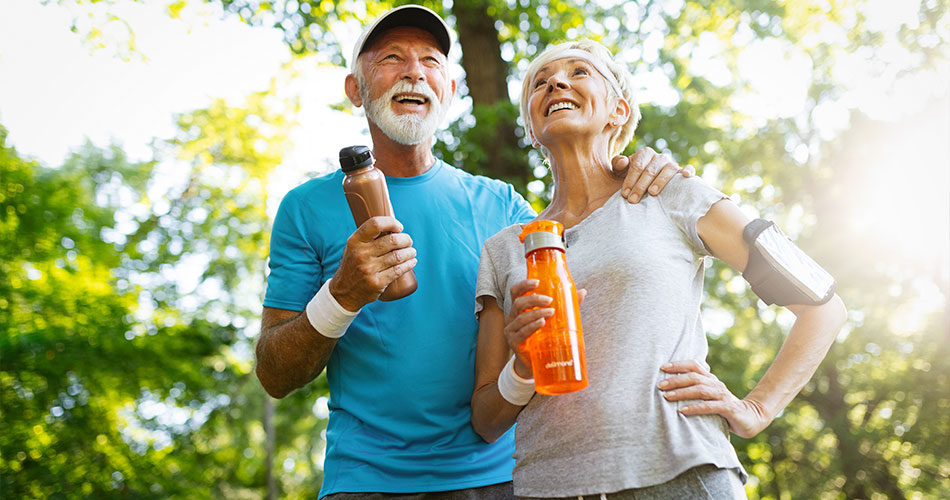 Old couple staying healthy