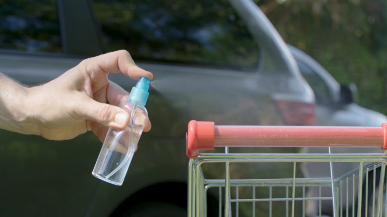 Sanitizing a grocery cart